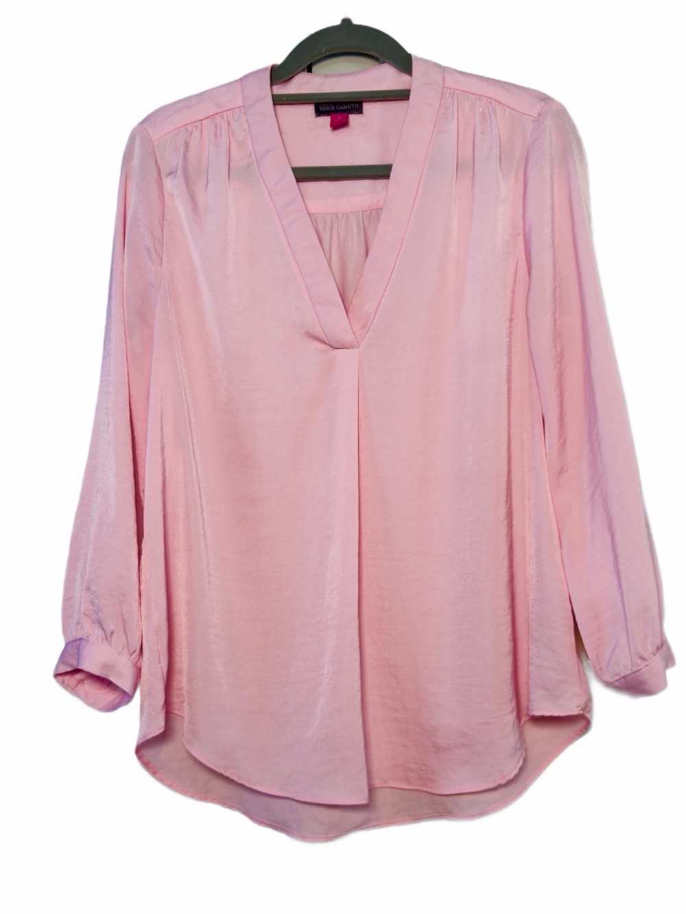 Vince Camuto Pale Pink V-Neck Long Sleeve Blouse